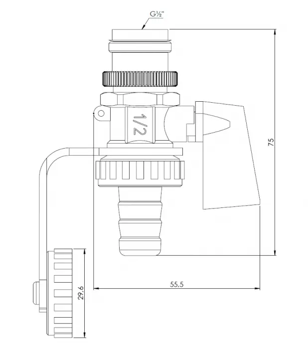 Zawór spustowy DN 15 CIS 10 bar 120 st.C Afriso Rysunek