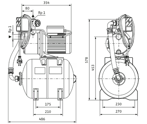 Hydrofor Jet HWJ 50 L 204 (1~230 V) Wilo - 2549384