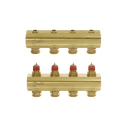 Danfoss Rozdzielacz FHF, Mosiądz, Liczba przyłączy kolektorów ogrzewania [pętle] [Max.]: 4, 10 bar - 088U0504