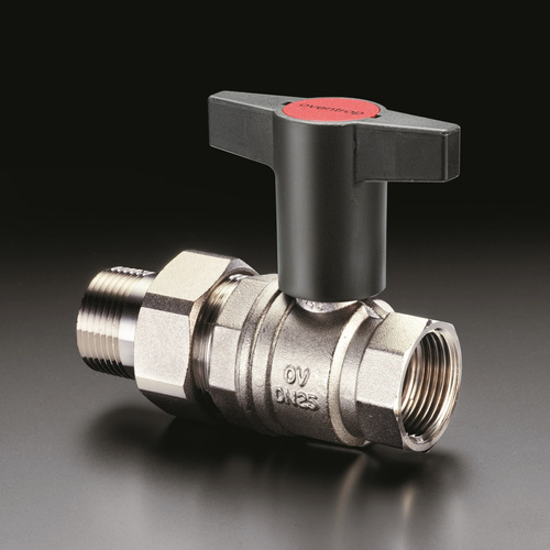 Zawór kulowy „Optibal“, pokrętło z tworzywa sztucznego DN32, 1¼ GW i półśrubunek z GZ, PN16, z mosiądzu