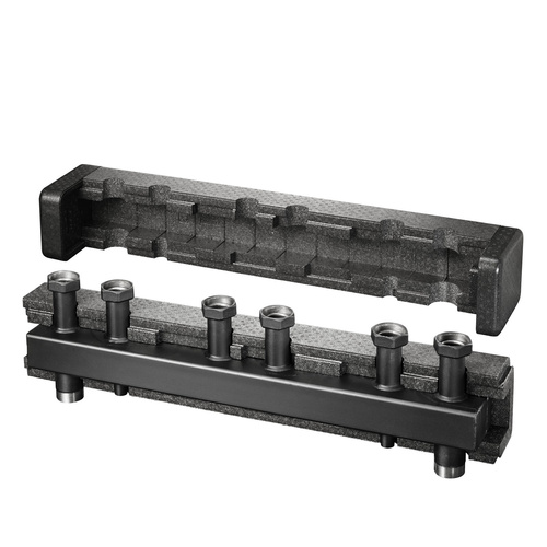 Rozdzielacz do "Regumat" DN32 z zaworem kulowym pompowym do 4 obiegów, z izolacją uniwersalną, ze stali