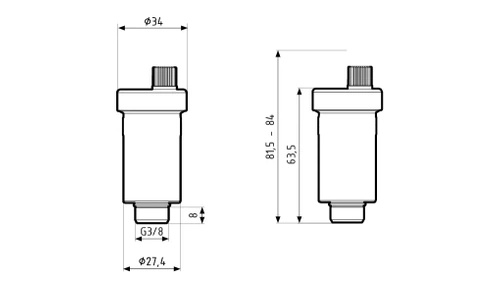 Odpowietrznik automatyczny, do instalacji solarnych, G3/8" Afriso