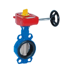 Przepustnica bezkołnierzowa SYLAX FM z przekładnią ślimakową bez wył. krańcowych dysk AISI316 DN 50 Socla